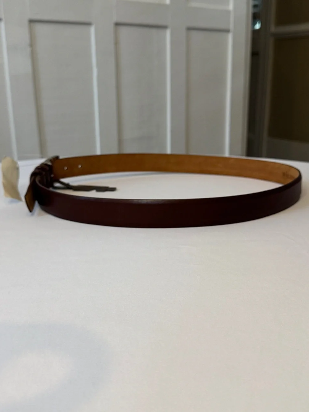 NWT Vintage W. Kleinberg Brandy Brown Glazed Nappa Leather Wide Belt 40 Silver